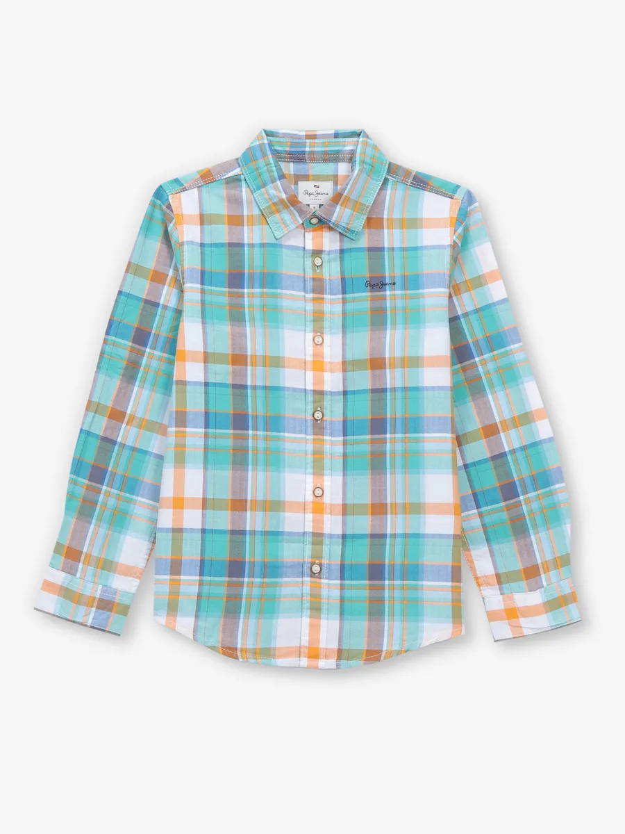PEPE JEANS green checks cotton shirt