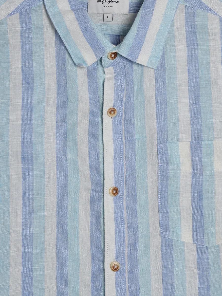 PEPE JEANS light blue stripe cotton shirt