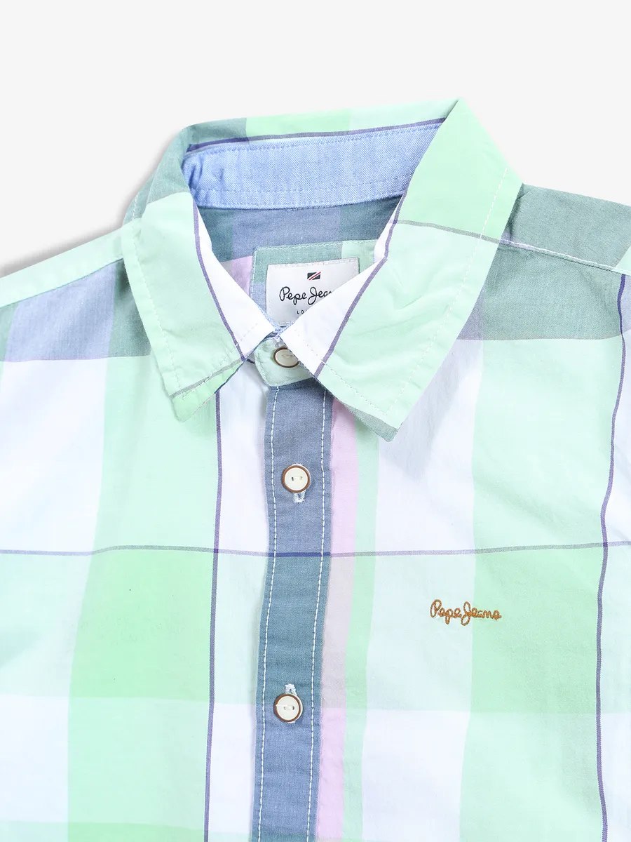 PEPE JEANS light green checks regular fit shirt