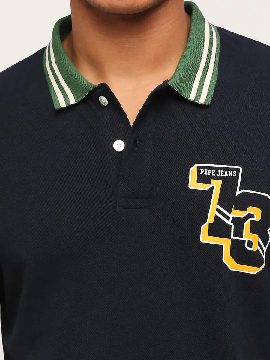 Pepe Jeans navy cotton polo t shirt