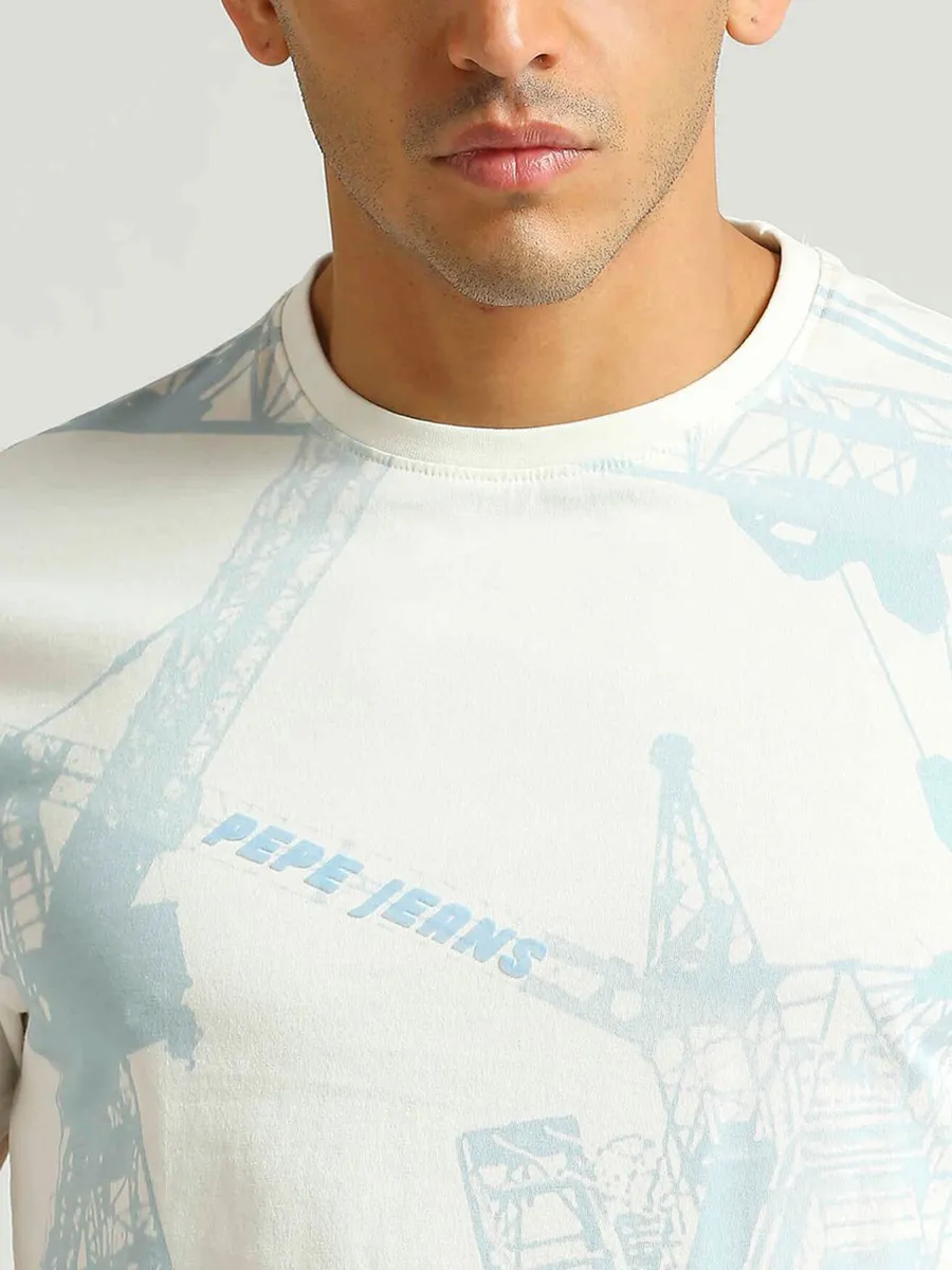 PEPE JEANS off-white printed t-shirt