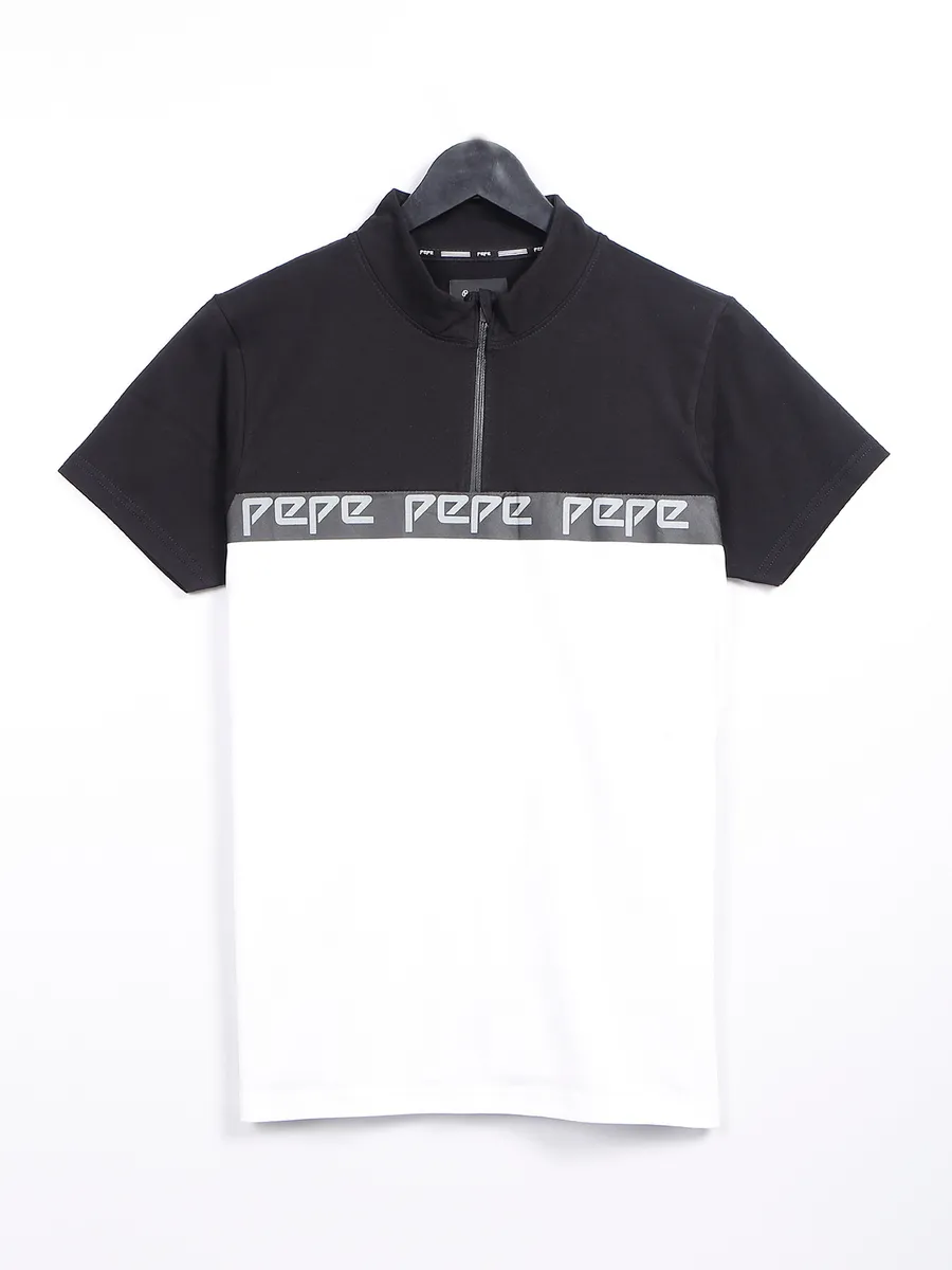 Pepe Jeans printed white and black cotton t shirt