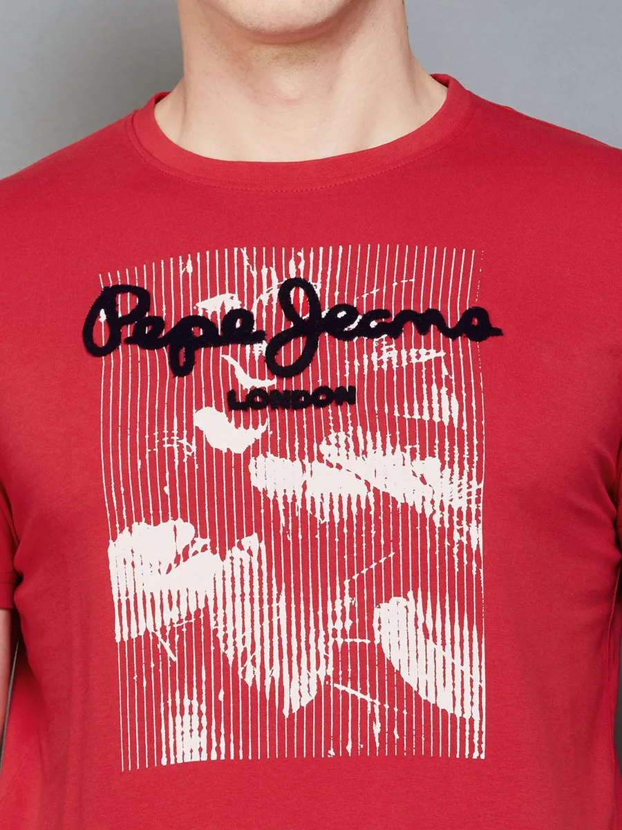 PEPE JEANS red printed casual t-shirt