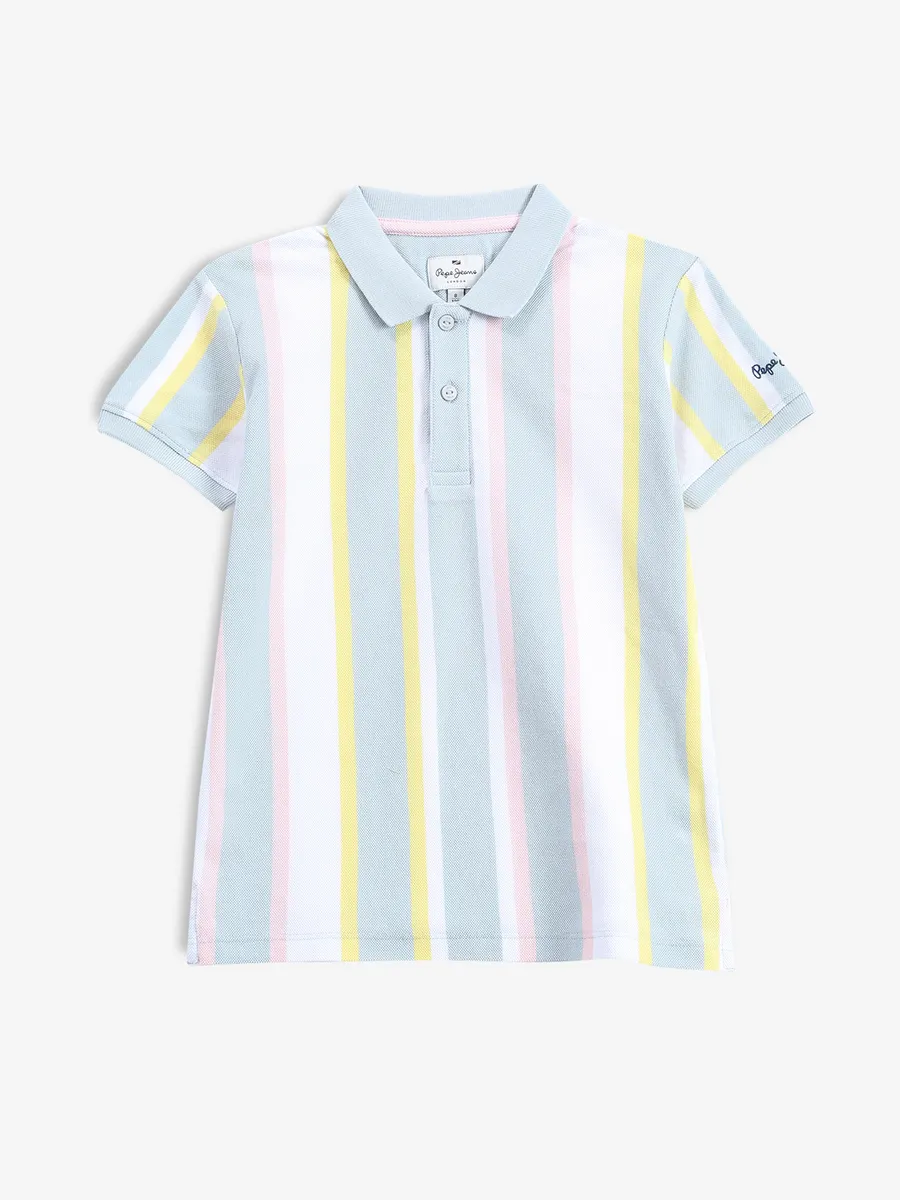 PEPE JEANS sky blue stripe polo t-shirt