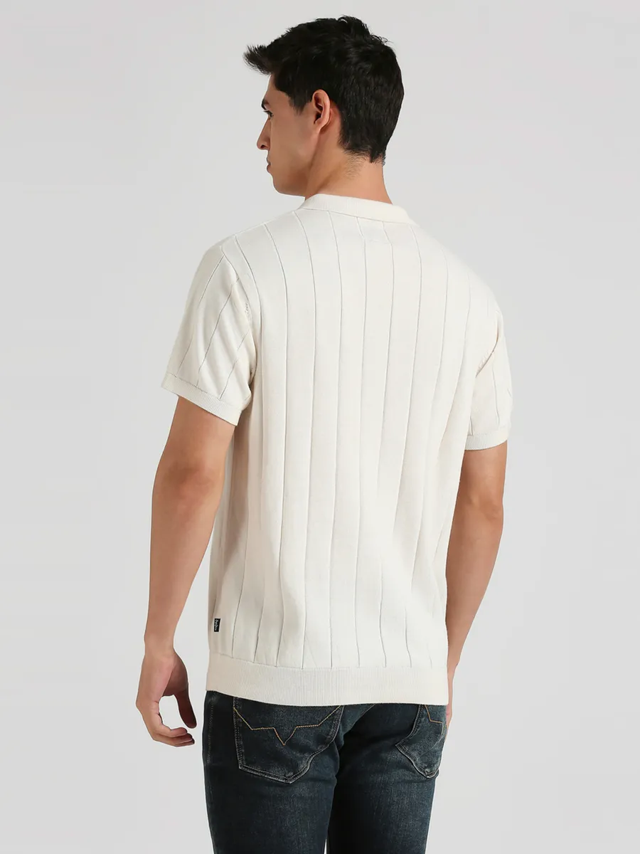 PEPE JEANS stripe cream polo t-shirt