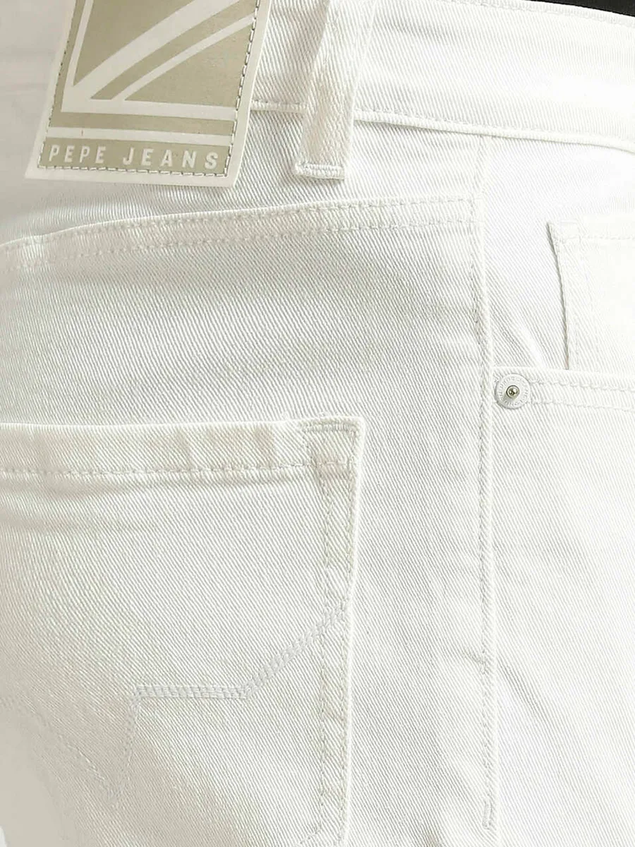 PEPE JEANS white solid straight jeans