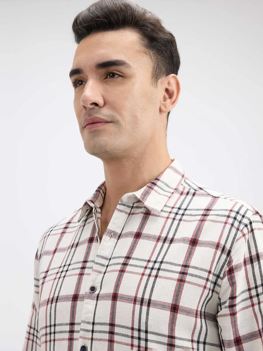 PEPE maroon and white flannel casual shirt