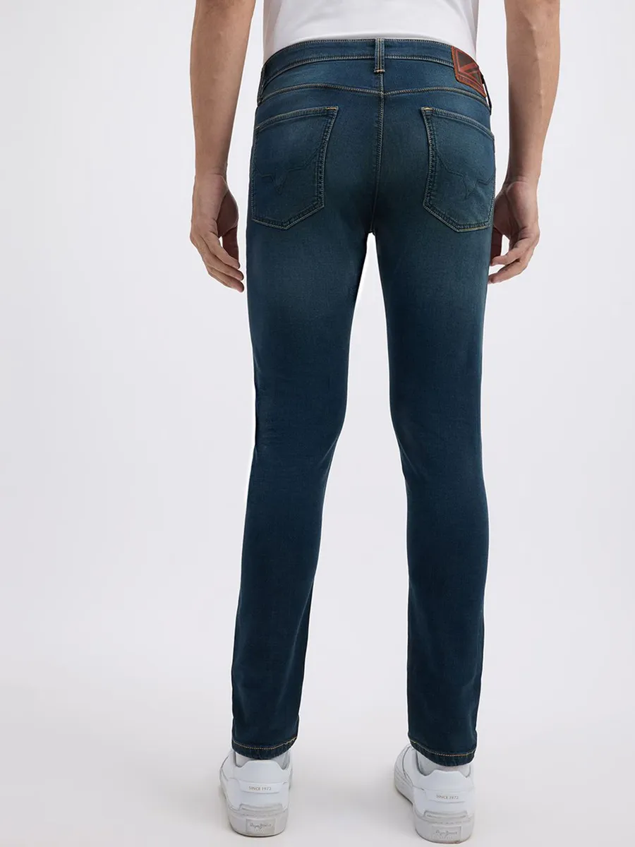 PEPE olivier blue washed denim jeans for men