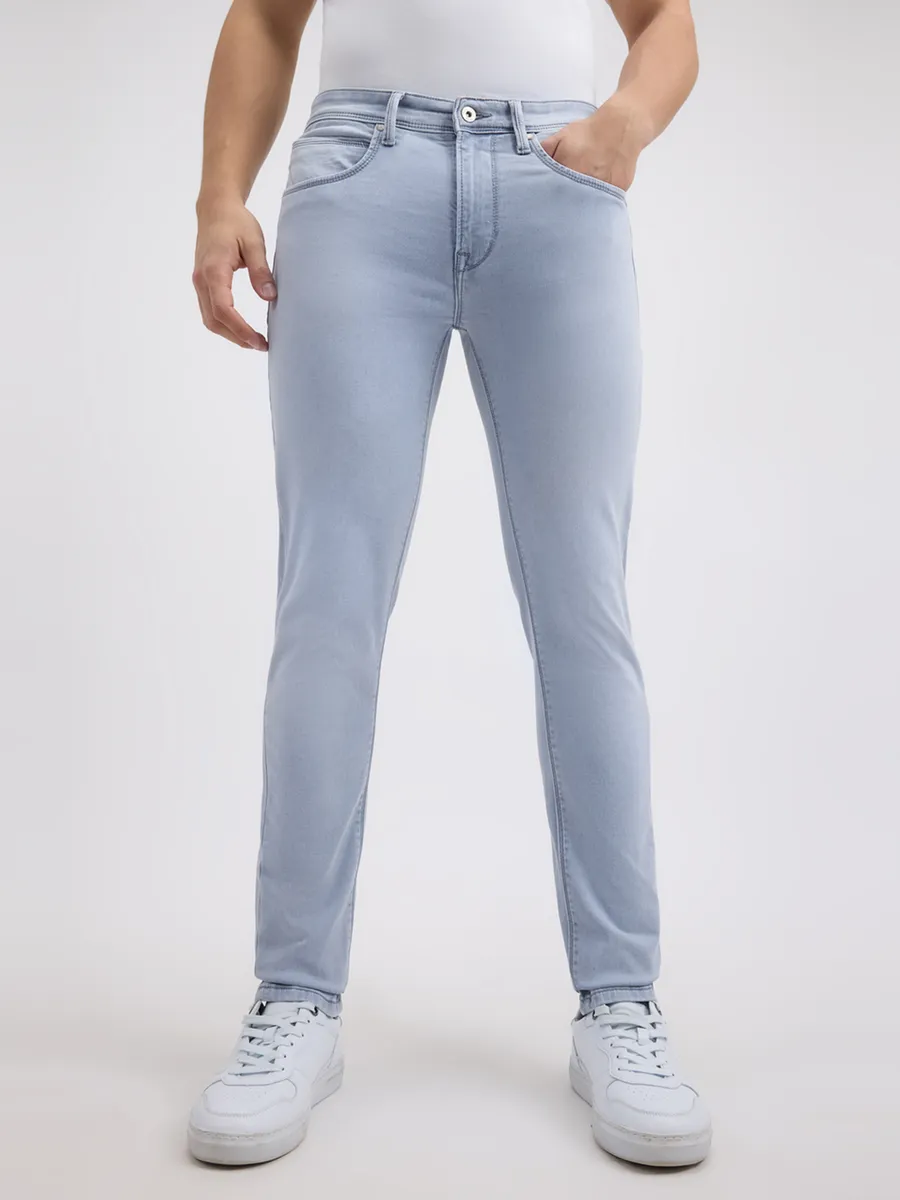 PEPE solid blue mens slim fit denim jeans