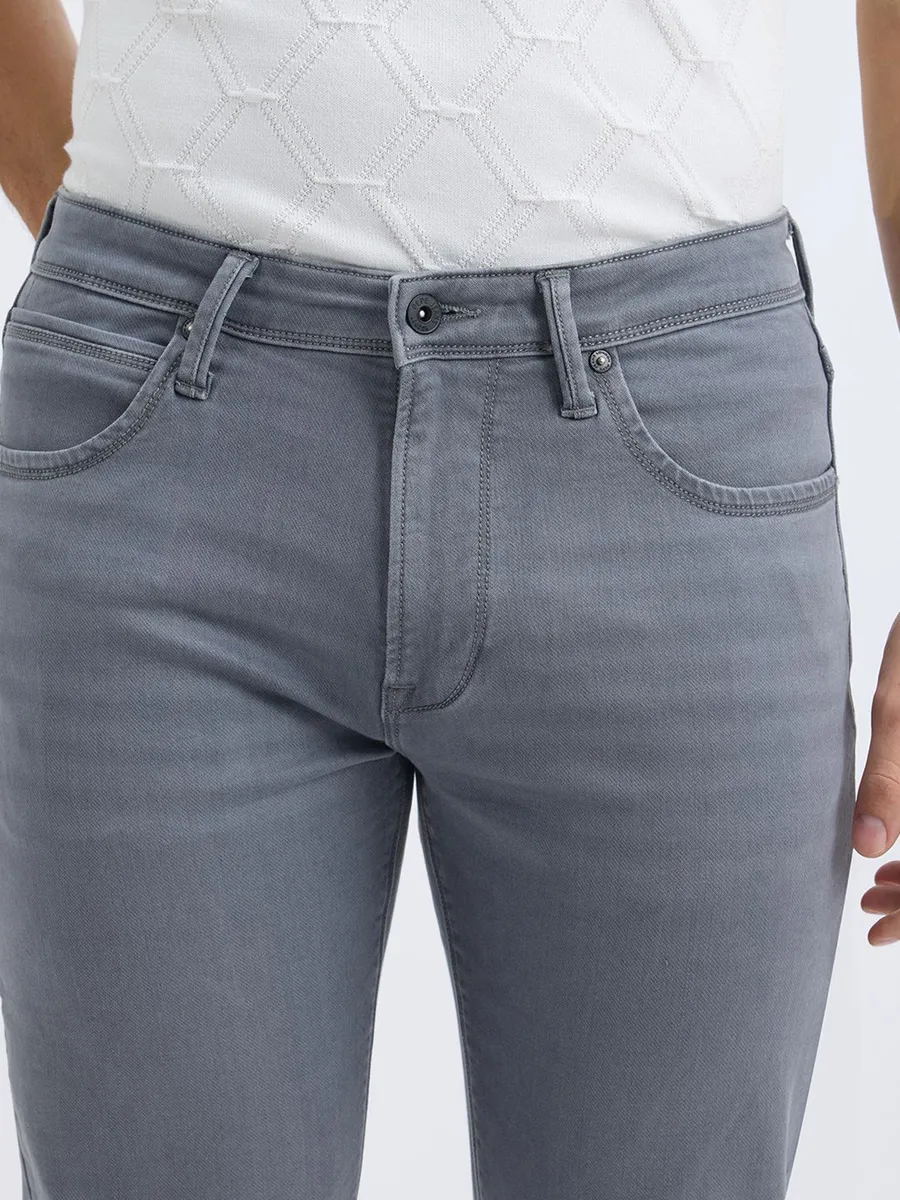 PEPE solid grey straight fit denim jeans