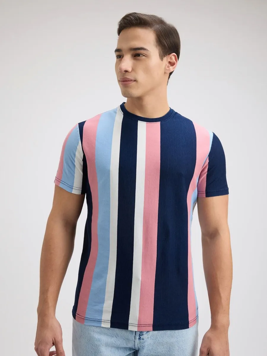 PEPE striped blue slim fit t-shirt for men