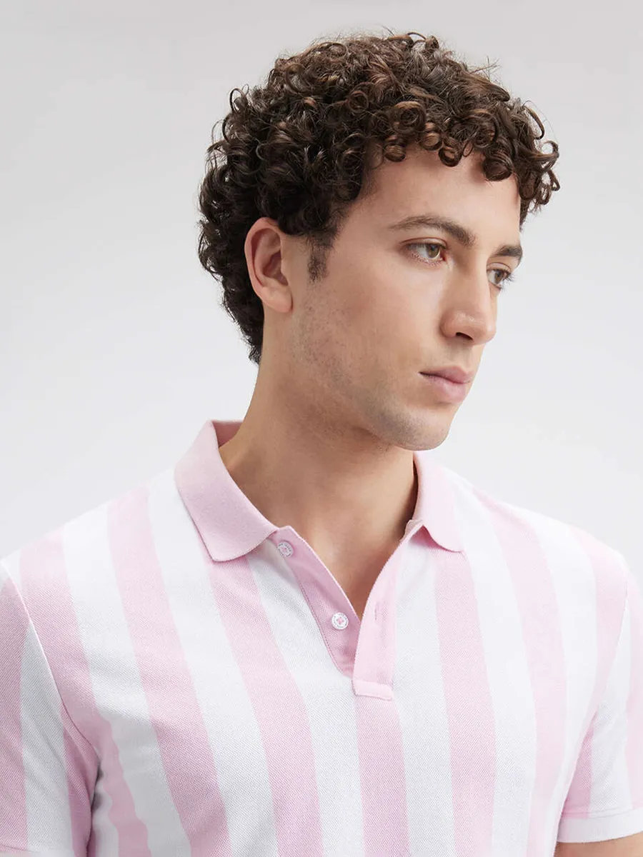 PEPE striped pink polo tshirt for men