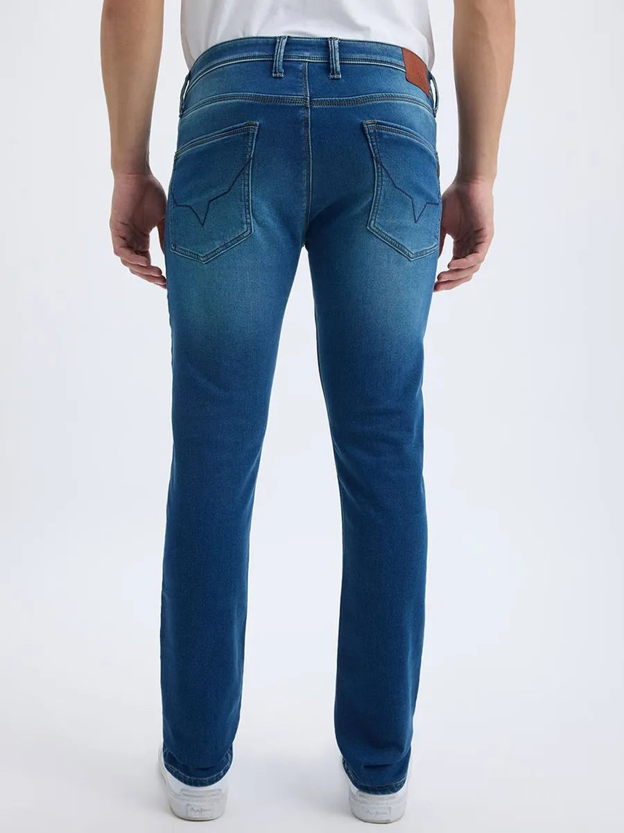 PEPE washed ocean blue slim fit denim for men