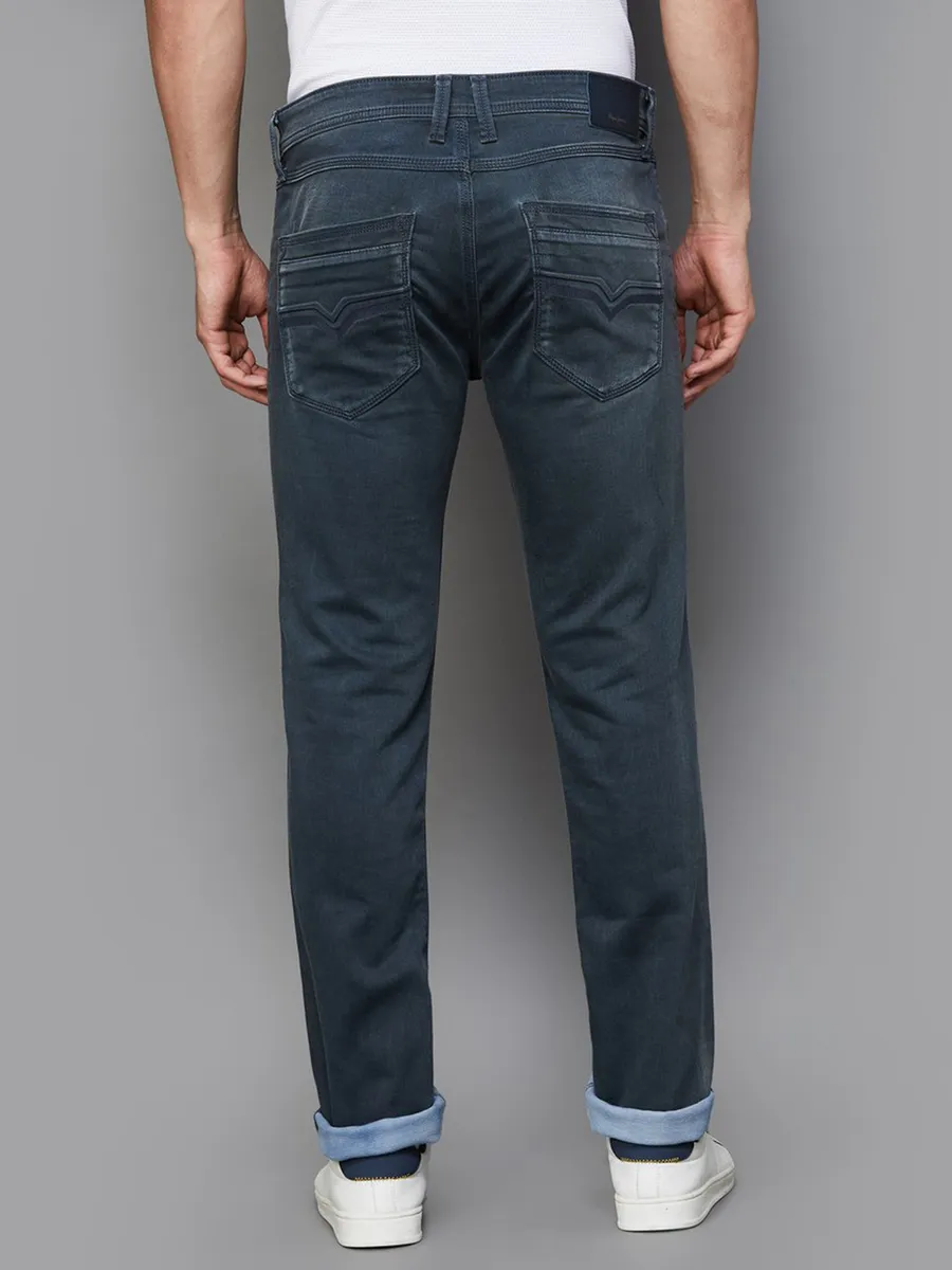 PEPE washed tint green slim fit denim jeans