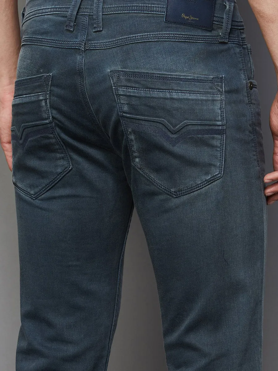 PEPE washed tint green slim fit denim jeans