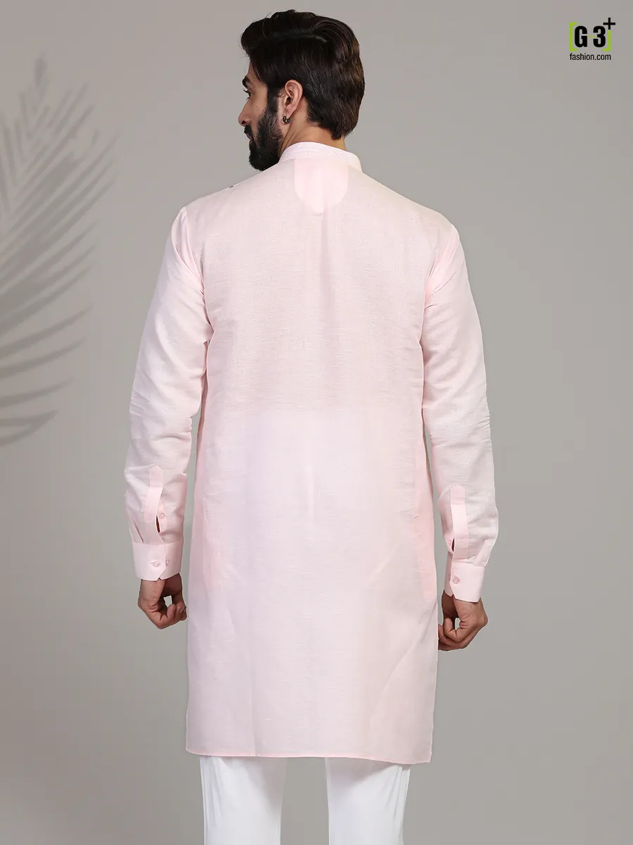 Pink cotton kurta for festive wear