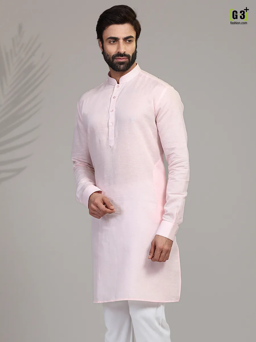 Pink cotton kurta for festive wear