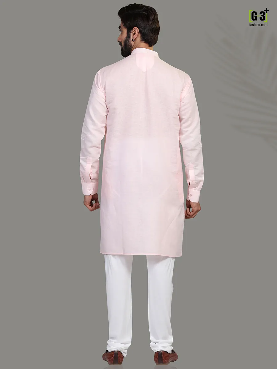 Pink cotton  Men Kurta pajama festive wear