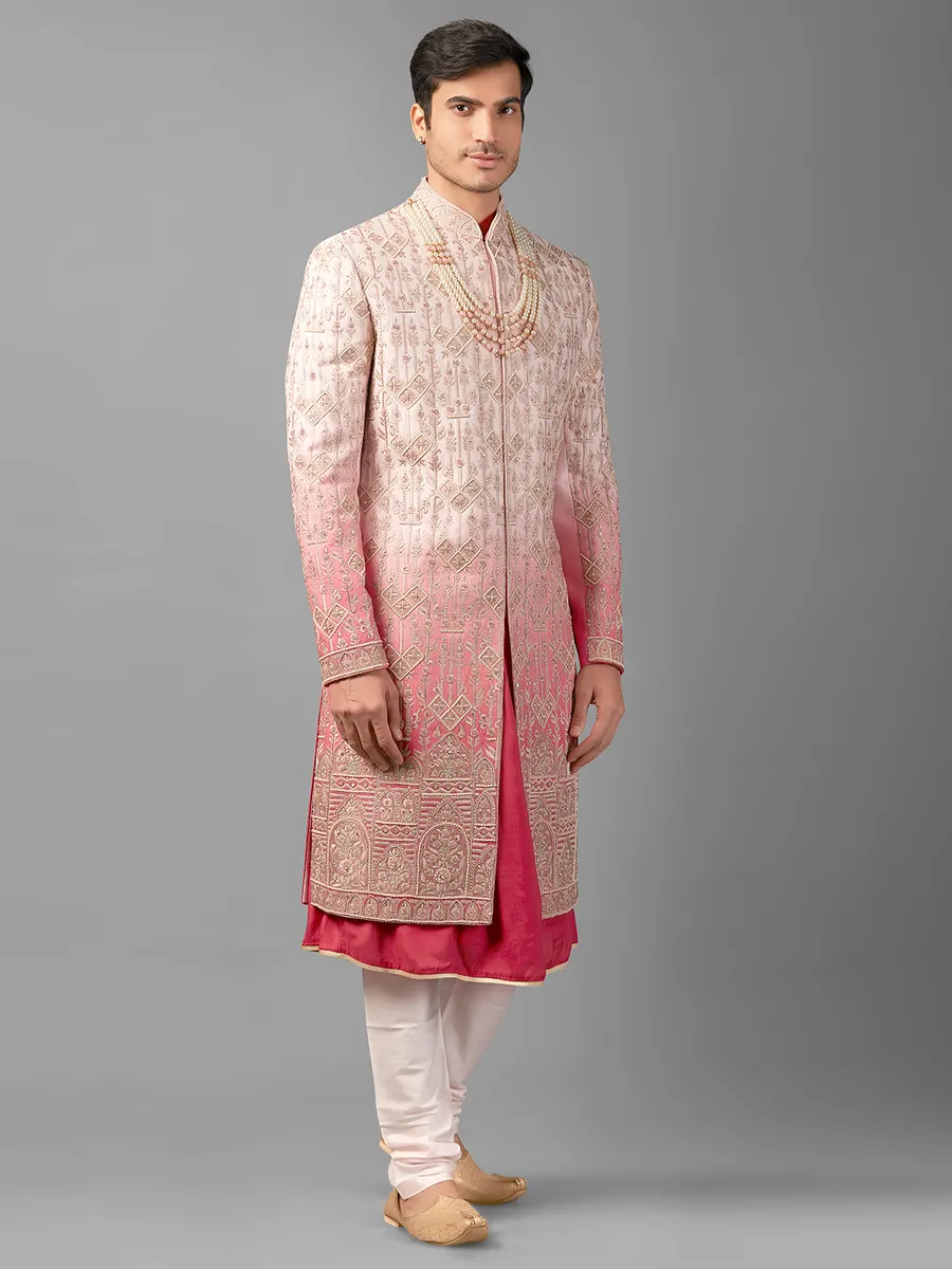 Pink shaded peshwai style sherwani