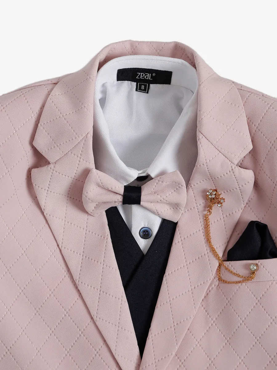 Pink terry rayon checks coat suit