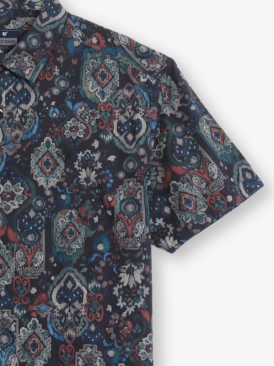 PIONEER Black cotton printed casual shirt