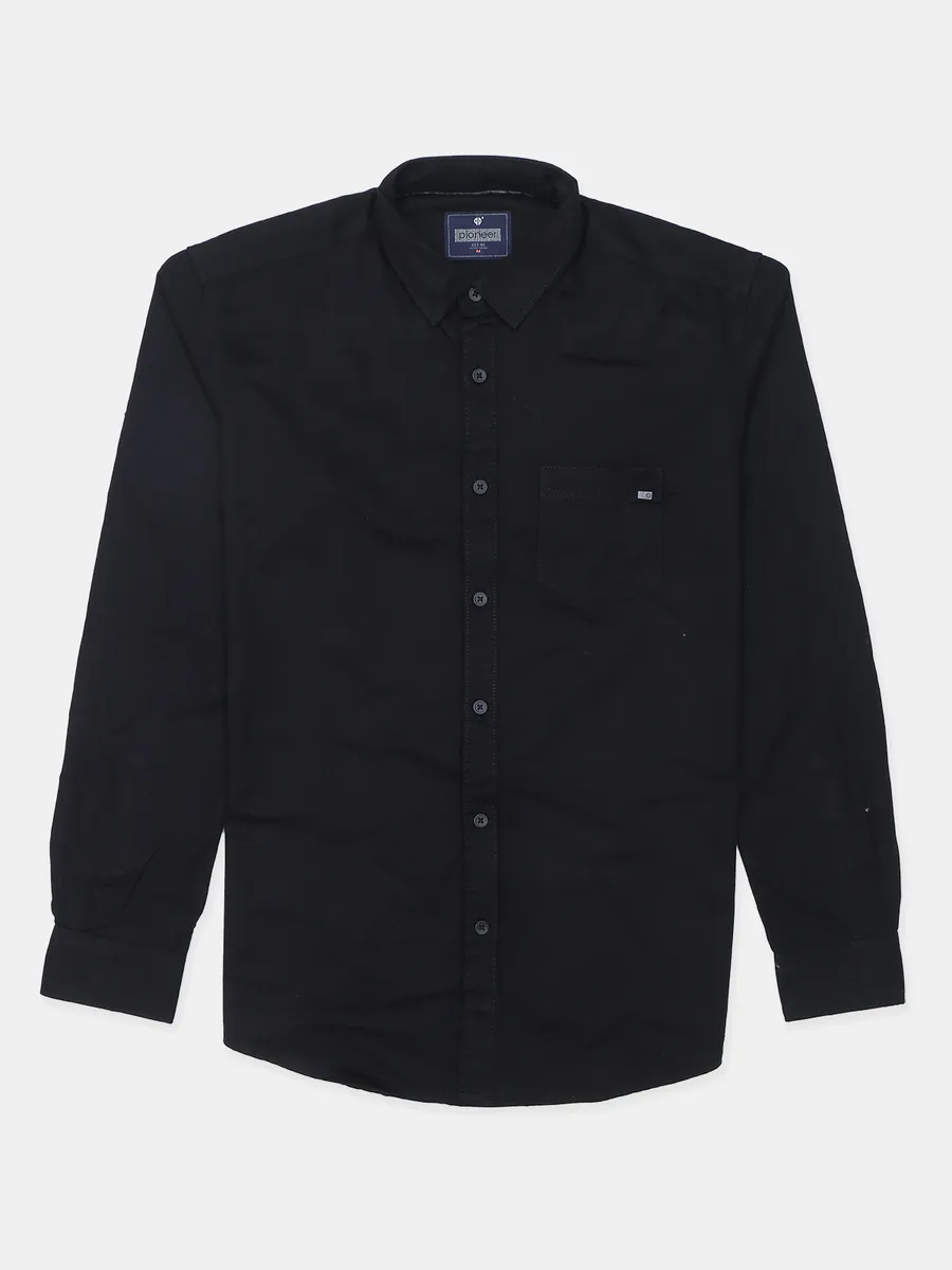 Pioneer black hued cotton casual wear shirt