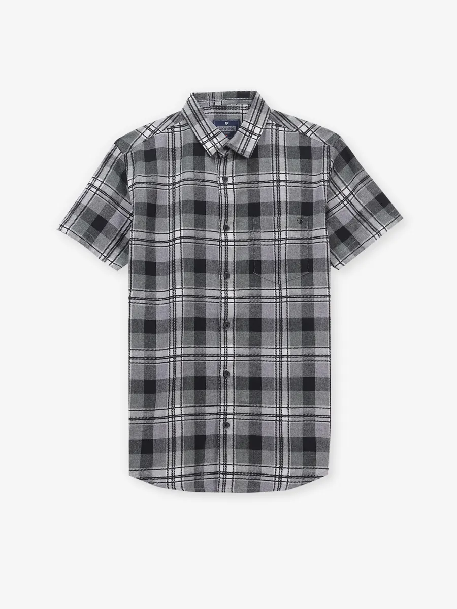 PIONEER black shirt with check pattern
