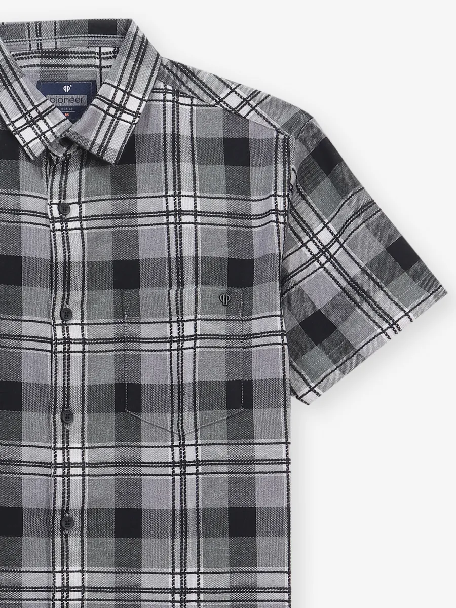 PIONEER black shirt with check pattern