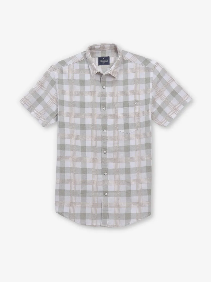 PIONEER checks white cotton shirt
