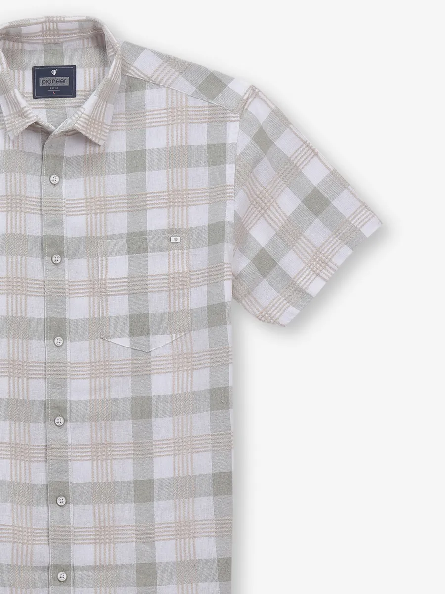 PIONEER checks white cotton shirt
