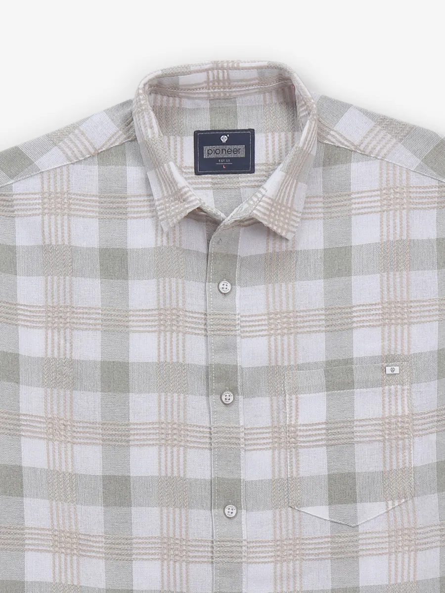 PIONEER checks white cotton shirt
