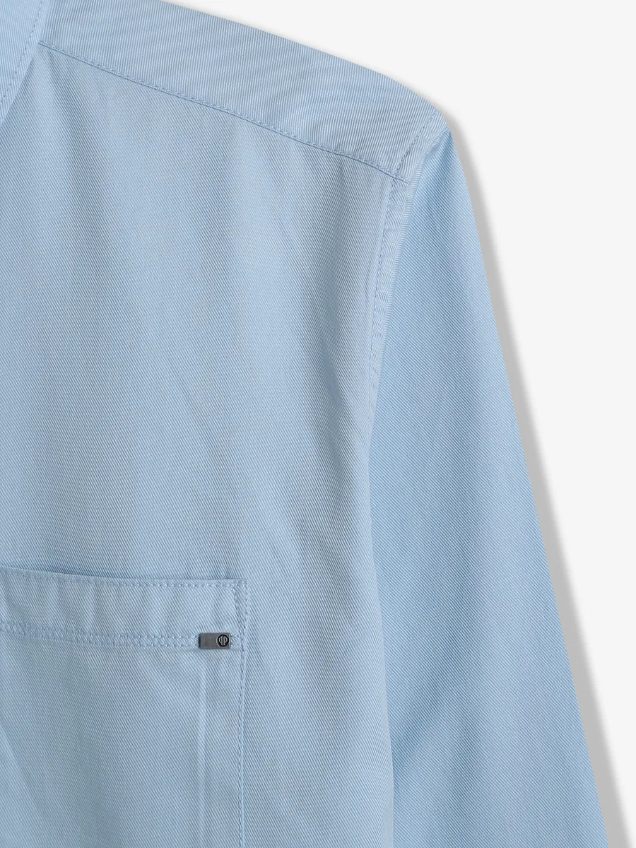 PIONEER cotton sky blue plain shirt