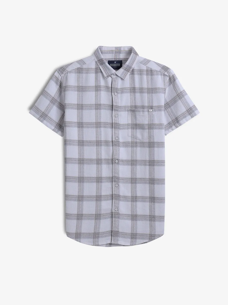 PIONEER cotton white checks shirt