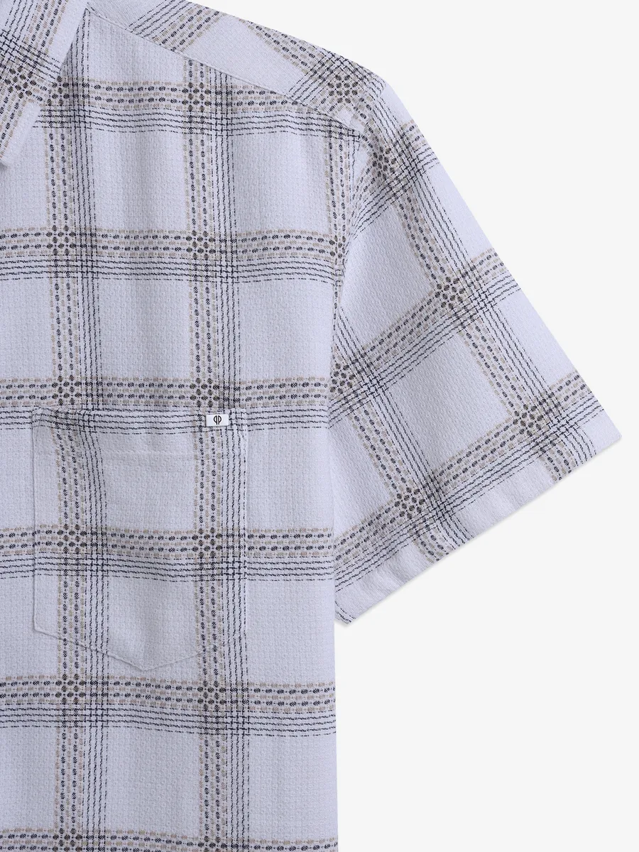 PIONEER cotton white checks shirt