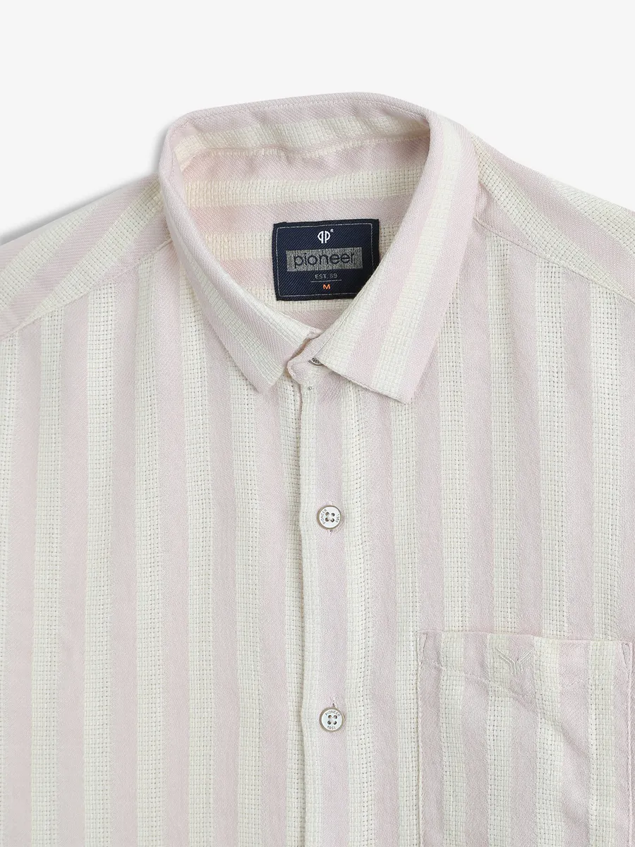 PIONEER light pink stripe cotton shirt