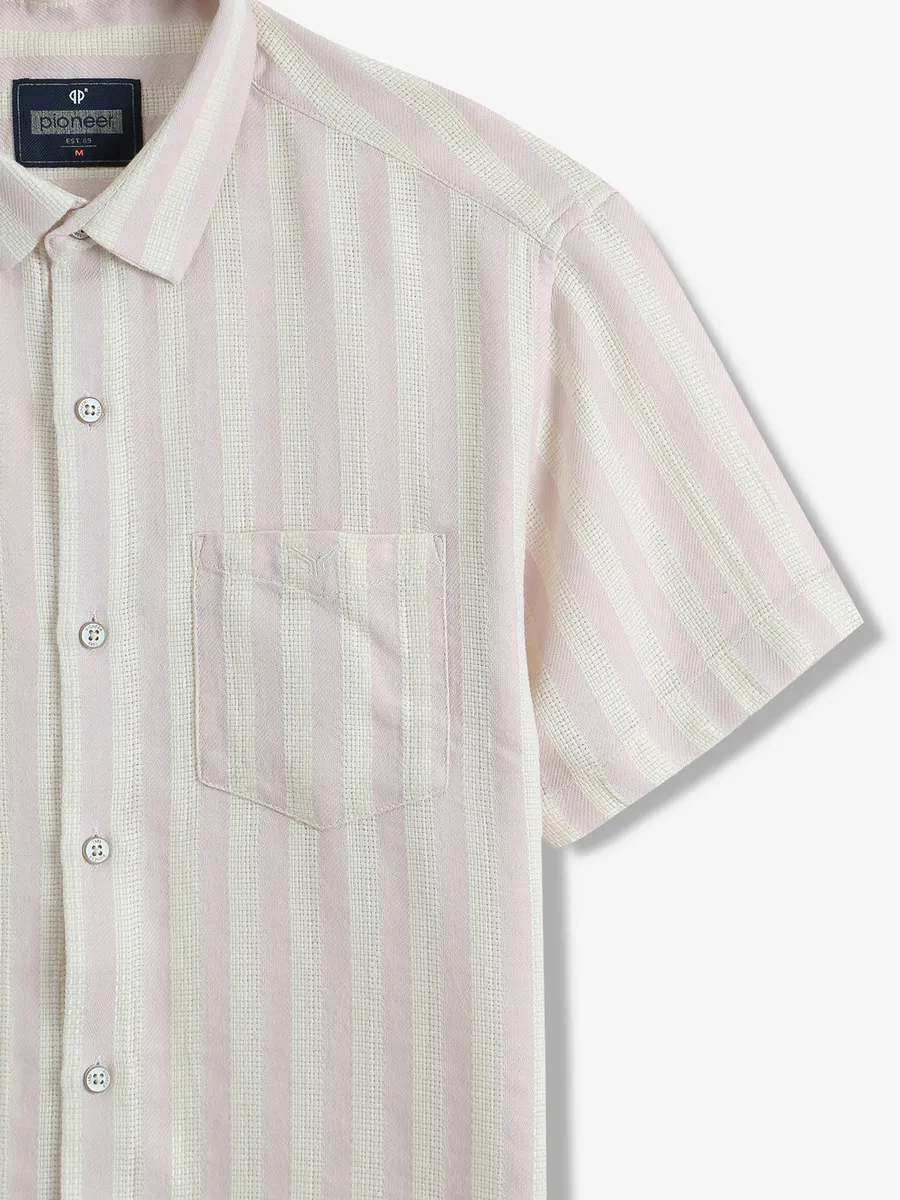 PIONEER light pink stripe cotton shirt