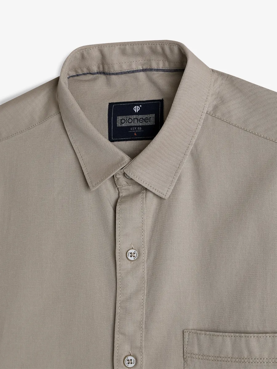 PIONEER plain beige cotton shirt
