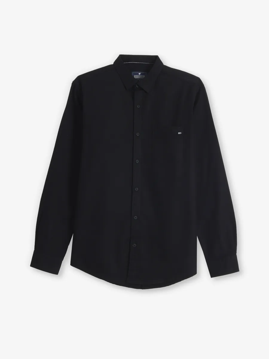 PIONEER plain black cotton casual shirt