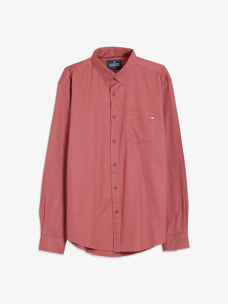 Pioneer plain onion pink cotton shirt