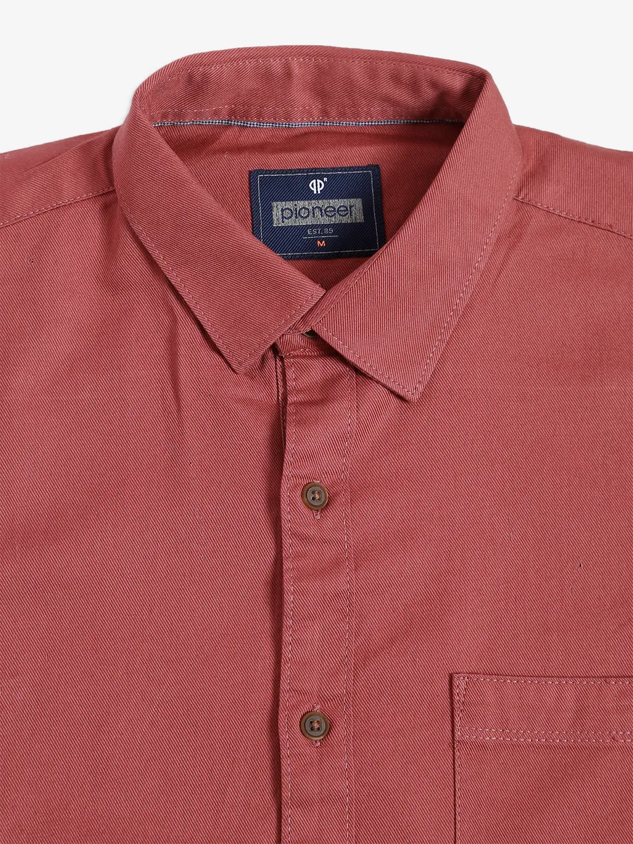 Pioneer plain onion pink cotton shirt