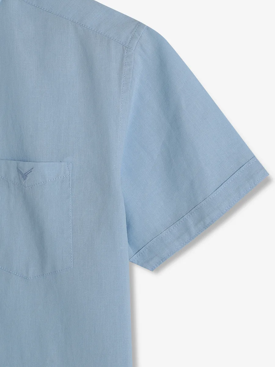 PIONEER plain sky blue linen shirt