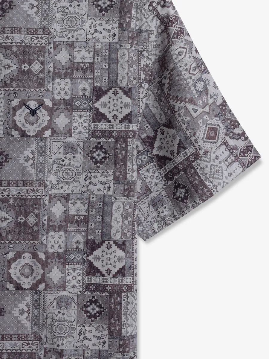 PIONEER printed brown cotton shirt