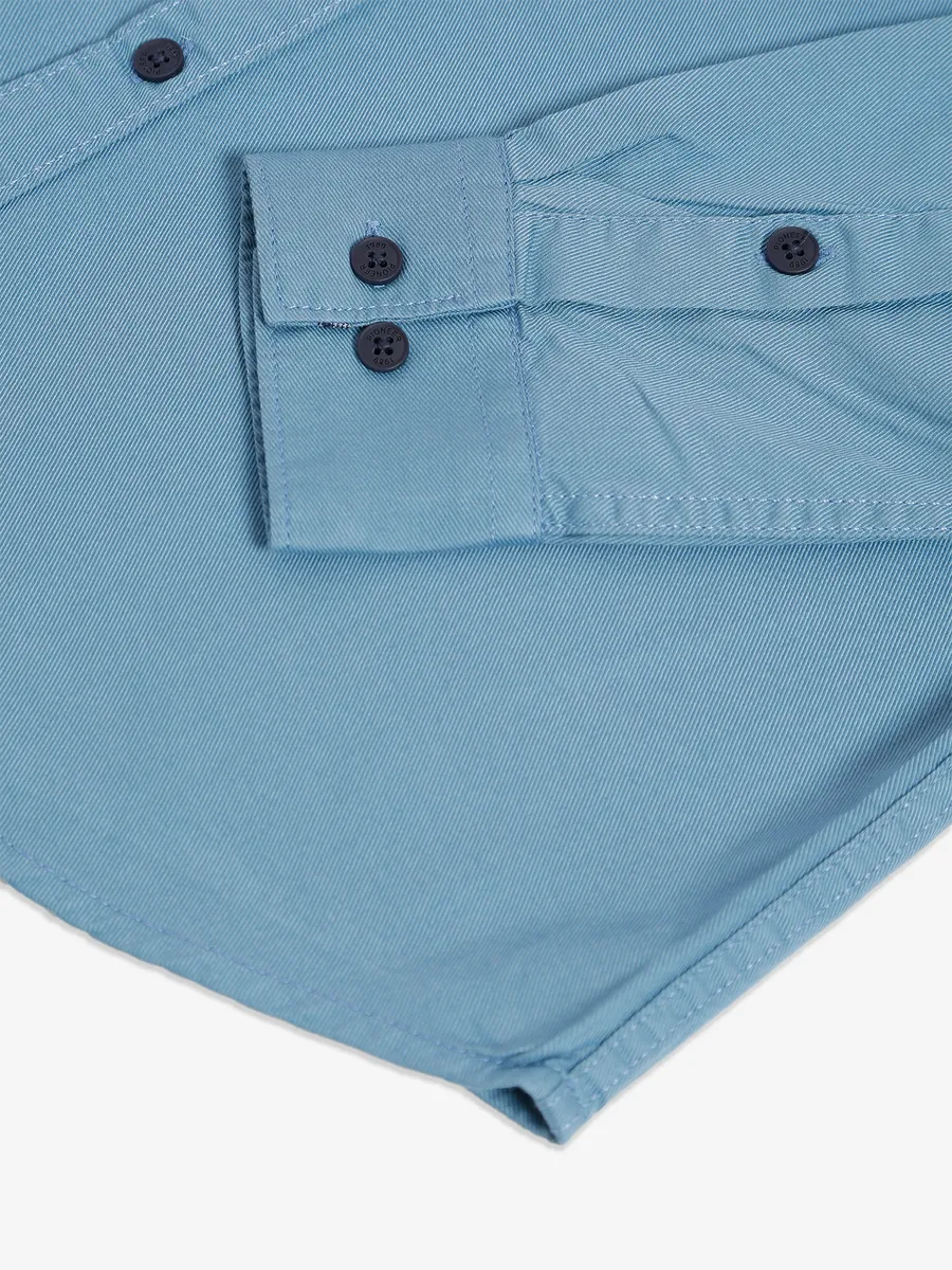 Pioneer sky blue cotton plain shirt