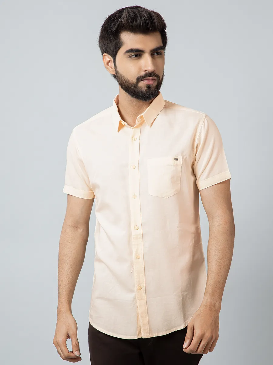 Pioneer solid cream patch pocket shirt