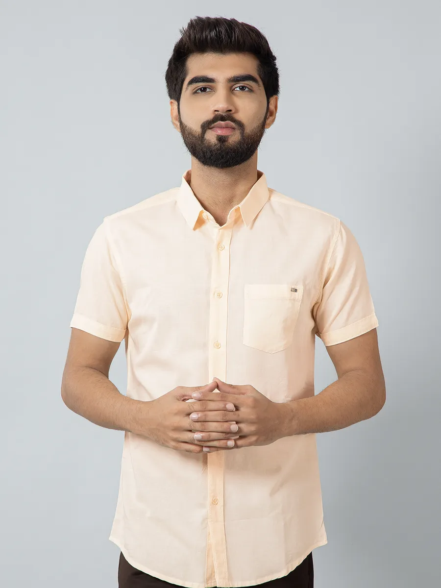 Pioneer solid cream patch pocket shirt