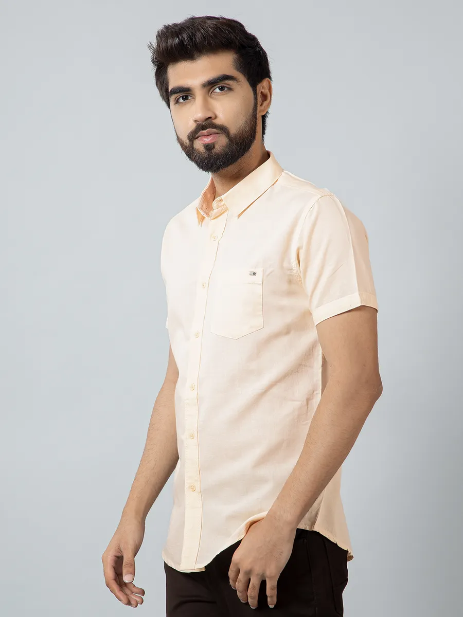 Pioneer solid cream patch pocket shirt