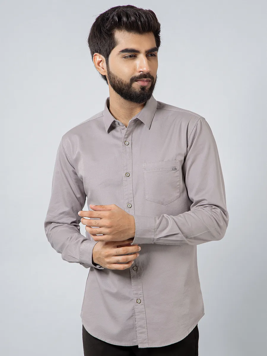 Pioneer solid grey cotton shirt for mens