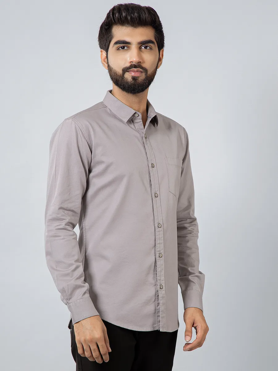 Pioneer solid grey cotton shirt for mens