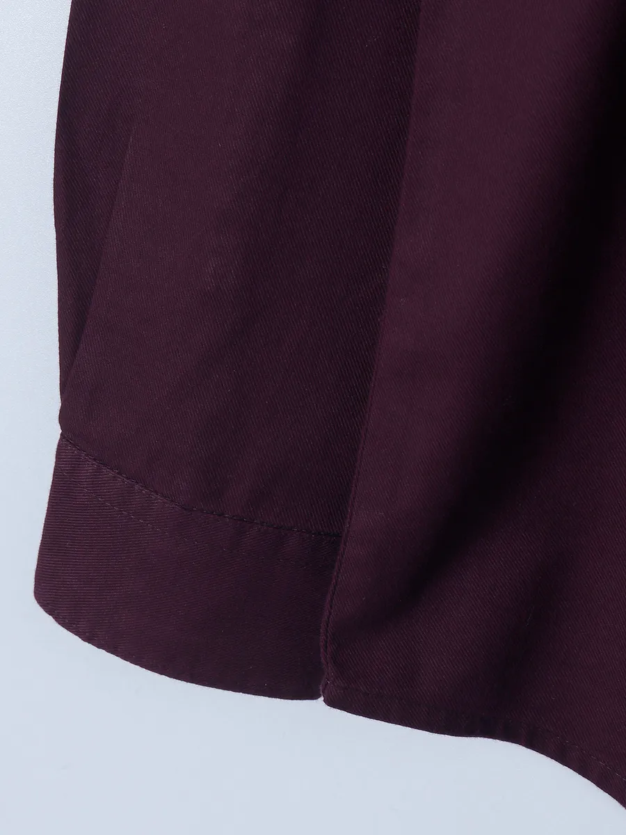 Pioneer wine plain cotton shirt