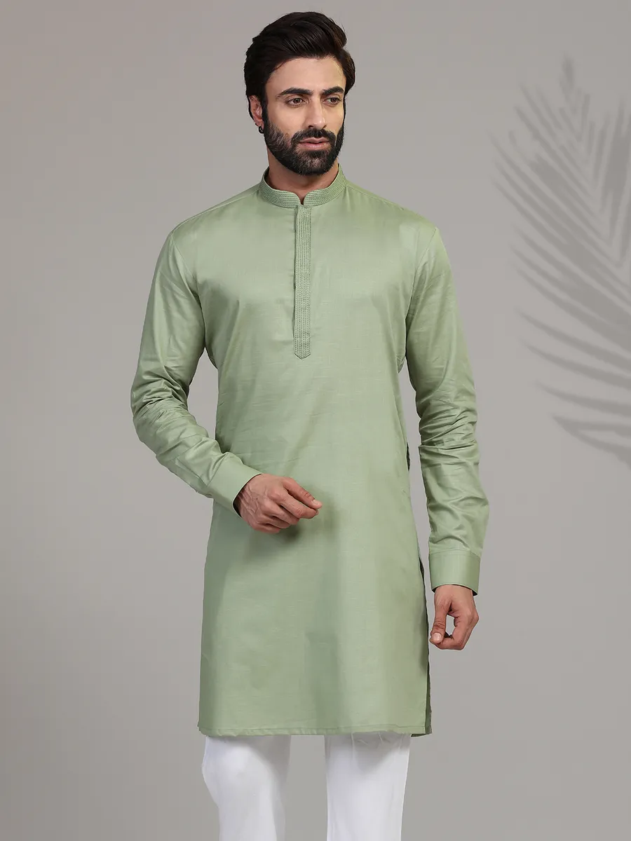 Pista green cotton only kurta